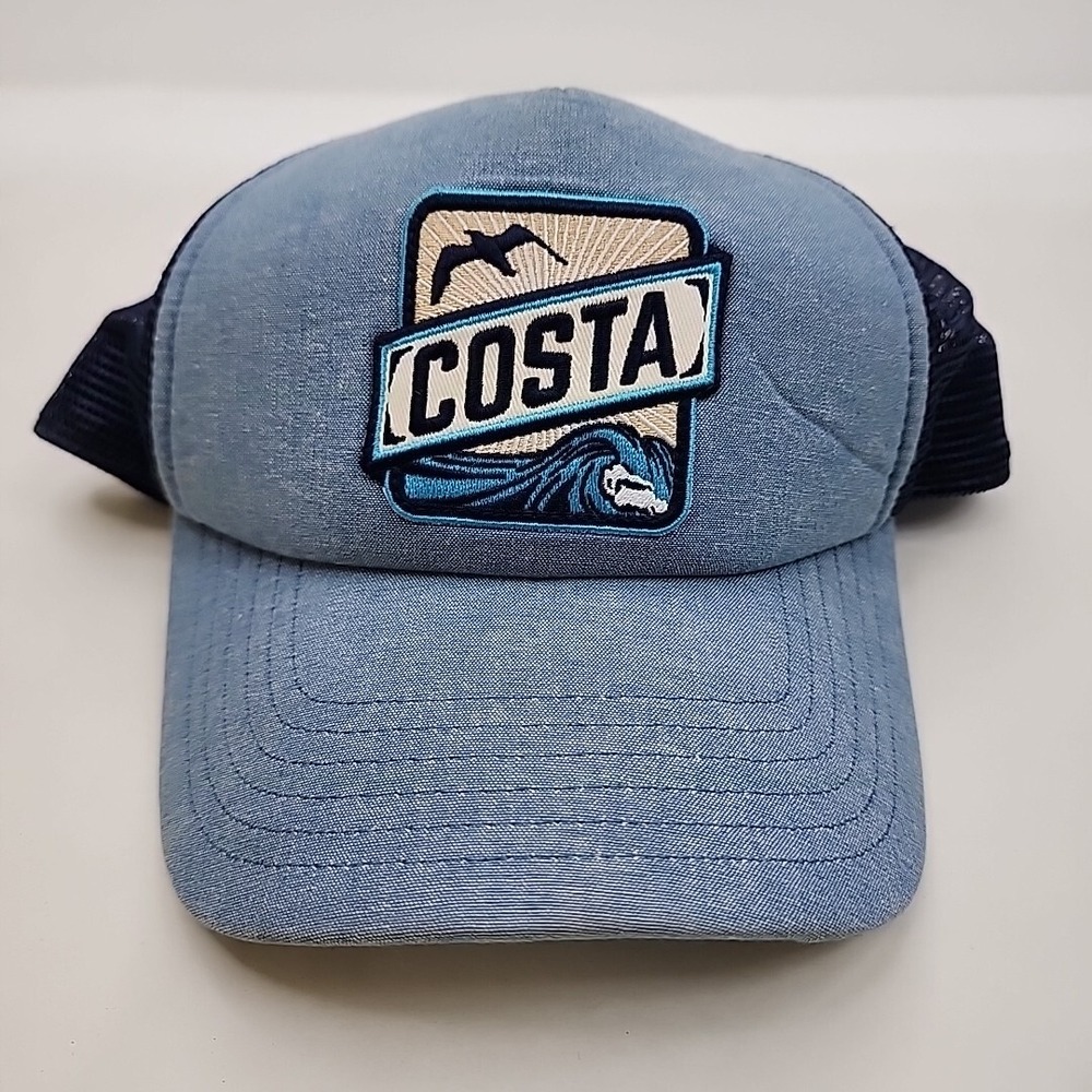 Costa Del Mar Mesh Trucker Snapback Hat – Blue White Logo